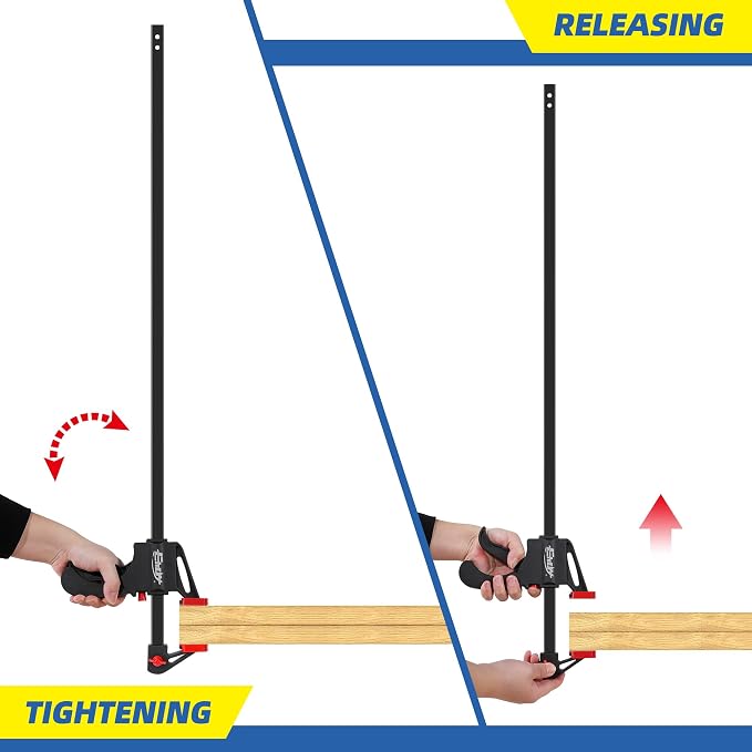 36" Bar Clamps for Woodworking 2-Pack, One-Handed Clamp/Spreader with 2.7 Inch Throat, Light-Duty Quick-Change F Clamp with 130 LBS Load Limit, Ideal for Woodworking/Carpentry/Home Improvement