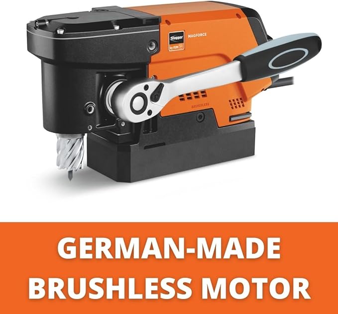 Fein JMC Magforce 90 Magnetic Base Drill with Brushless Motor for Work in Hard-to-Reach Areas - 1,200W, 1-3/8" HSS Cutter Max. Diameter, 1-3/8" Cutting Depth - 72732362090