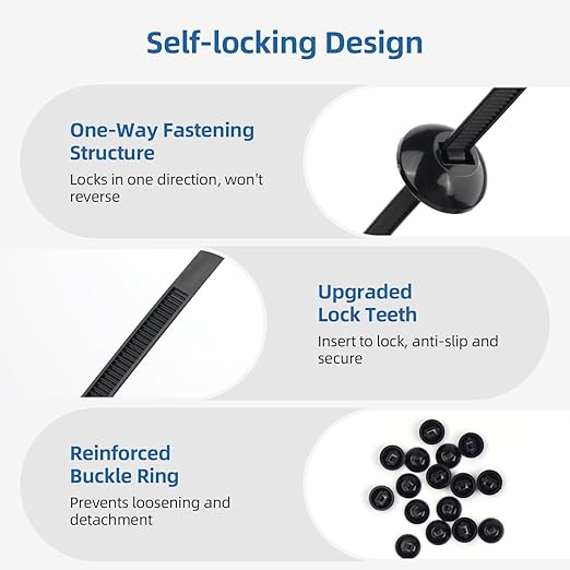 200 Pcs Nylon Universal Cable Tie Buckle for Car - Self-Locking and Easy Install Zipper Clips with Pin & Button Design - UV-Resistant Fixion Tools Zip Tie for Quick and Effortless Car Daily Repair