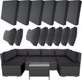 14 Piece Outdoor Patio Cushion Covers Replacement, Waterproof Outdoor Furniture Cushion Covers, Fit 7 Pcs 6 Seater Wicker Rattan Conversation Sofa Set,Dark Gray(Only Cover) 25.6x25.6in