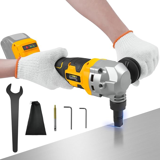 Cordless Metal Nibbler for DeWalt 20V Battery, Brushless Nibbler Metal Cutter with 3 Speed, Electric Nibbler Steel Cutter for Stainless Steel, Aluminium, 30000RPM, Dusty Bags, 2 Blades(No battery)