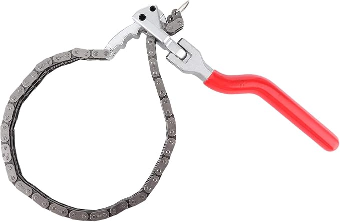 Chain Type Oil Filter Wrench Spanner, Oil Filter Removal Tool with 13.8in Ergonomic Handle, Double - Link Chain for 60-160mm Filters, Auto Car Repair Tool for Tight