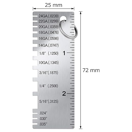 Weewooday 3 Pcs Metal/Wire Sheet Thickness Gauge Tool Portable Stainless Steel Welding One Sided Material Thickness Gauge Plated Size Inspection Tool