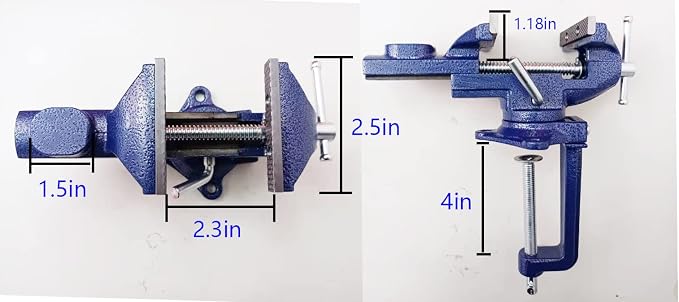 2-in-1 Dual-Purpose Combined Bench Vise or Table Vise, With end-point locking device, Portable Universal Rotate 360° Work Clamp-On Vise, 2.5" Blue