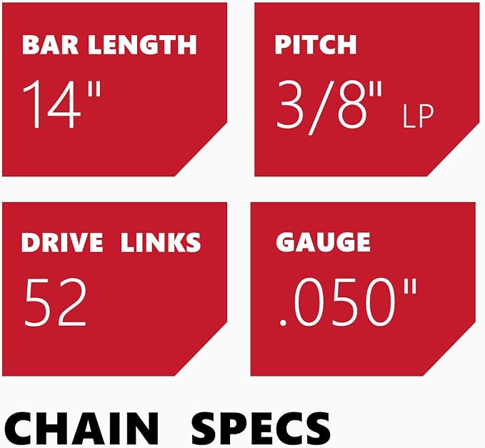 KAKEI 14 Inch Chainsaw Chain 3/8" LP Pitch .050" Gauge 52 Drive Links Fits Husqvarna 120, Echo CS-310, Ryobi RY3714 and More- S52 (3 Chains) - Semi Chisel