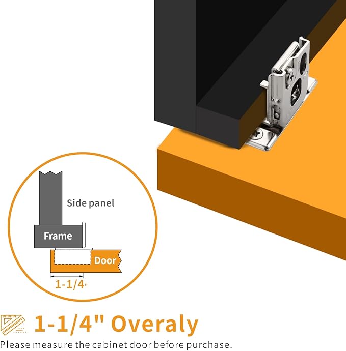 Chibery 10 Pack 1-1/4" Overlay 3D Soft Close Concealed Hinge for Face Frame Door, Smooth Slow Self Closing Hinges, Satin Nickel, Hidden 105° Open Angle Stainless Steel Hinge for Kitchen Cabinet Door
