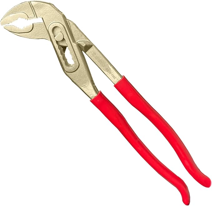 WEDO Non-Sparking Slip Joint Pliers with Rubber Grip Handle 10", Spark-free Safety Slip Joint Pliers, Aluminum Bronze, DIN Standard, BAM & FM Certificate, Size 10 * 32 * 250mm