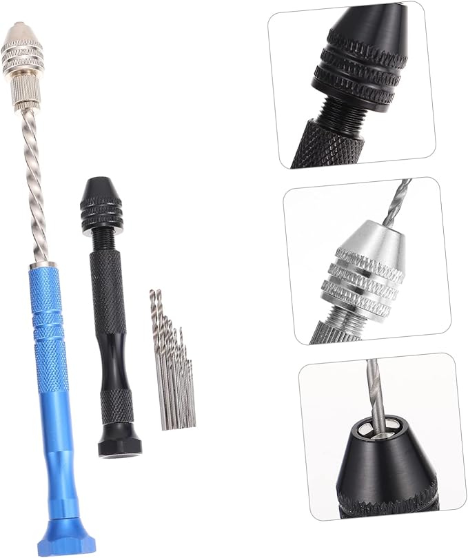 Angoily 3sets Hand Drills for Jewelry Making Twisted Drill Bits Pin Vise Tool Compact and Portable for Crafting