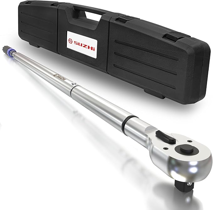 SuZhi 1 Inch Drive Torque Wrench 200-1000 FT.LB / 271-1356.7N.M/Aluminum Alloy handle & Cr-Mo Material Head, Heavy Duty, Professional,Dual Direction, Store in Solid Case
