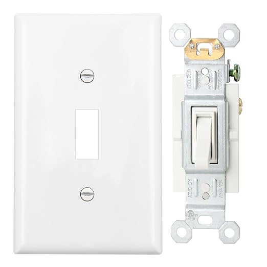 Baomain 2-Pack 15 Amp Toggle Light Switch with Wall Plate, 3-Way, Residential/Commercial Grade, On/Off Switch, Glossy White, UL Certified