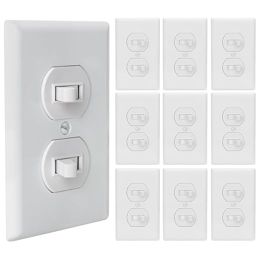 Baomain 10-Pack Double Toggle Light Switch with Wall Plate,15 Amp 125V Two Single Pole Residential Grade,On/Off Electrical Wall Switch Self-grounding, Glossy White ETL Certified