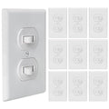 Baomain 10-Pack Double Toggle Light Switch with Wall Plate,15 Amp 125V Two Single Pole Residential Grade,On/Off Electrical Wall Switch Self-grounding, Glossy White ETL Certified