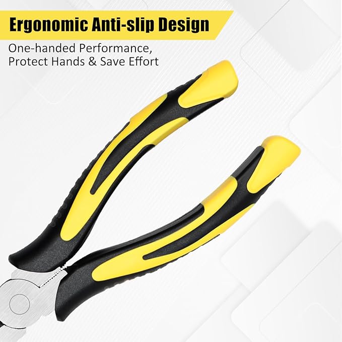 Premium Long Needle Nose Pliers-8’’, Paper Clamp Precision, High Carbon Steel, Soft Grip with Wire Cutter, Long Nose Cutting Pliers for Home, Fishing, Jewelry, Crafts,2pcs