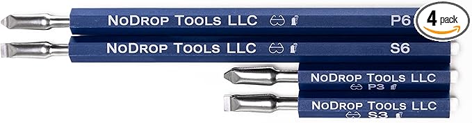Screw Holding Screwdriver Set for Electricians – NoDrop Tools 4pc Screw Starter Set (Phillips & Slotted) – One-Handed Screw Starter for Panels, Breakers & Tight Spaces (#4–1/4 Screws)