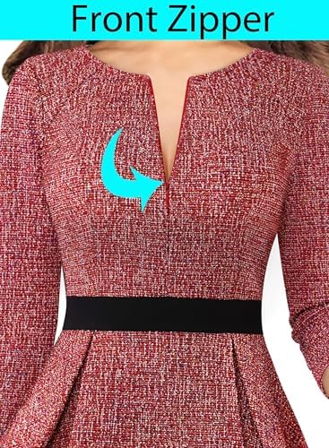 VFSHOW Womens Work Business Office Front Zipper Peplum Church Sheath Dress