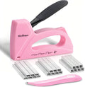 Pink Staple Gun for Crafting Projects, Light Duty Staple Gun for Wood with 1600pcs JT21 Staples 1/4, 5/16, 3/8 inch, Fabric Stapler Gun for Crafts, Bulletin Board Stapler for Teachers