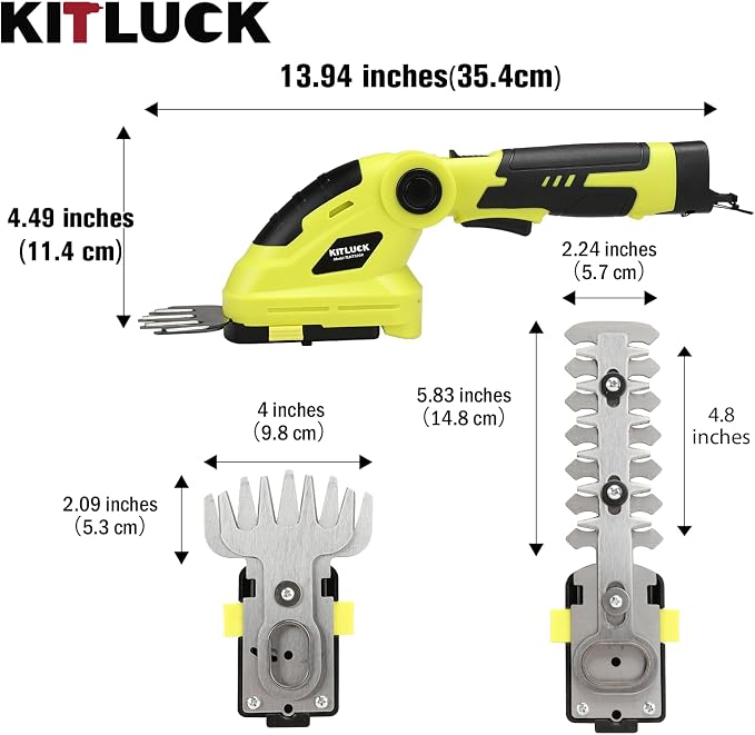 KITLUCK 8V Cordless 2-in-1 Grass Shear & Hedge Trimmer,Handheld Electric Grass Trimmer Hedge Shears/Grass Cutter with 2.0Ah Rechargeable Power and Type-C Cable for Yard, Garden, Lawn Care