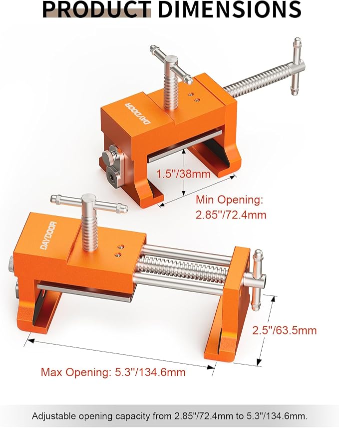 DAYDOOR Professional Cabinet Installation Clamps 2 Pack, Heavy Duty Face Frame Alignment Tool with Integrated Drill Guide & EVA Protection, Woodworking Claw Clamps, Orange