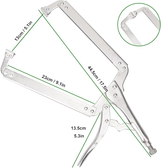 3 Pack 18 Inch C Clamp Locking Pliers with Swivel Pads, C-Clamp Face, Heavy Duty C Clamp Locking Pliers, Adjustable Vise Grip C Clamps for Woodworking and Home Improvement
