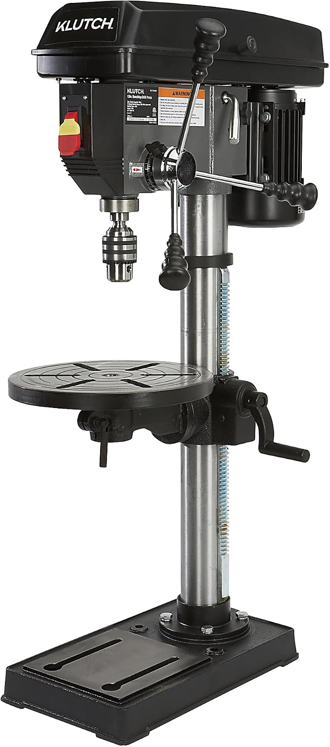 Klutch 13-Inch Benchtop Drill Press - 3/4 HP, 120 Volt Motor, 5/8-Inch Chuck with 1-Inch Drilling Capacity and 45-Degree Table Tilt