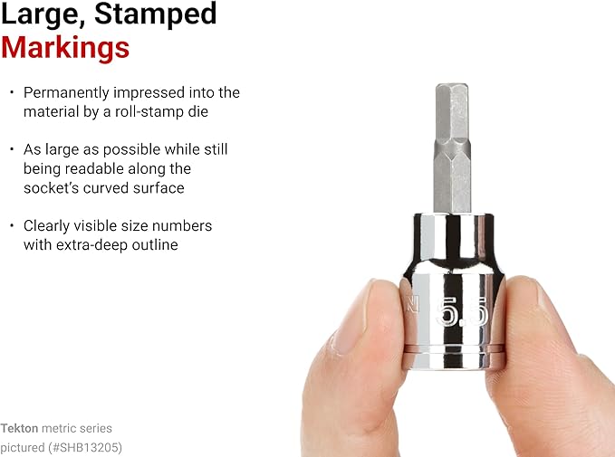 TEKTON Hex Bit Socket Set, 8-Piece | SHB91106 | 3/8 Inch Drive, (1/8 - 3/8 in.), Socket Rail