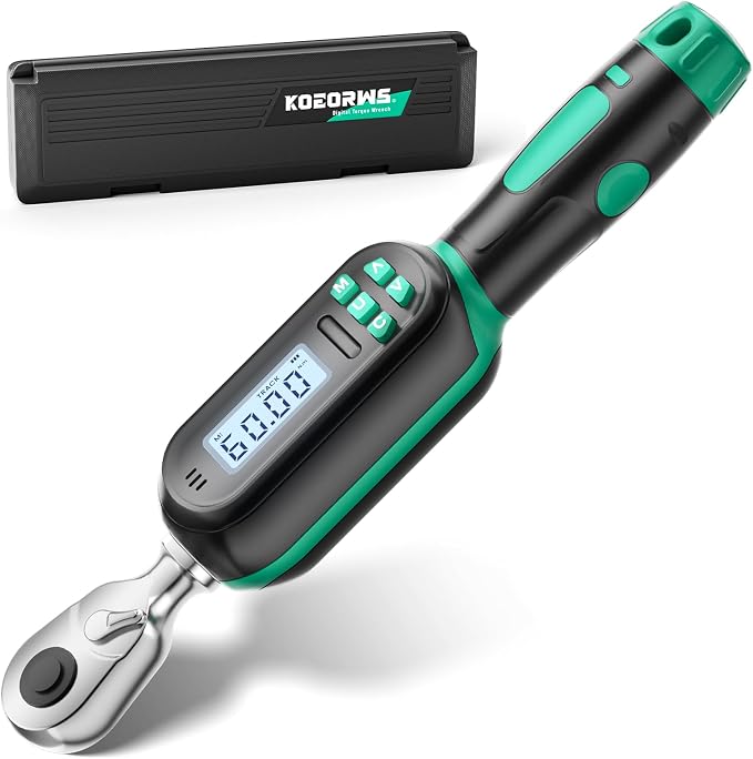 3/8 Inch Drive Digital TorqueWrench, 2.21-44.25Ft.lb/3-60N.m, Electronic Torque Wrench with Preset Value, Buzzer & LED Indicator, ±2% Accuracy Torque Wrench for Bike, Motorcycles