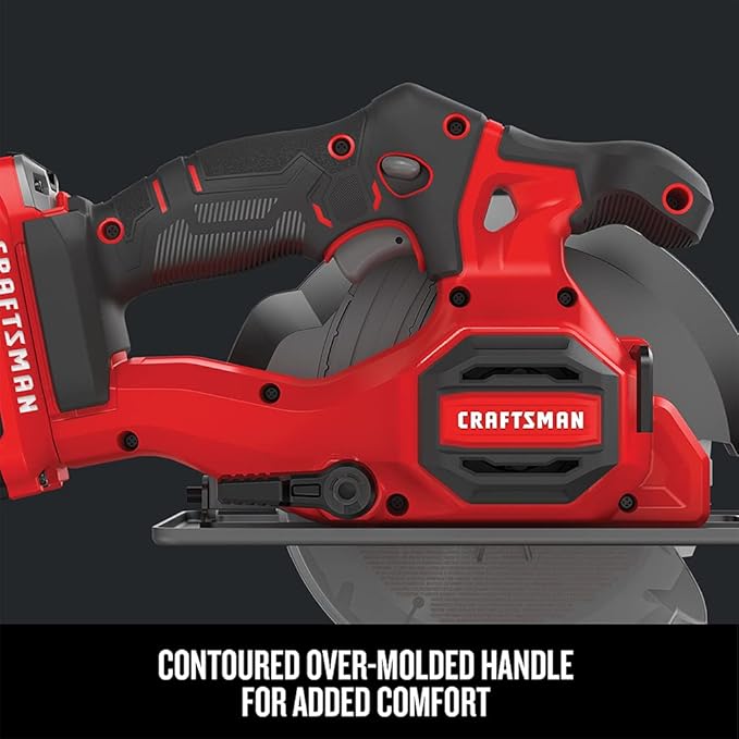 CRAFTSMAN V20 Cordless Circular Saw Kit, 6-1/2 inch, Battery and Charger Included (CMCS500M1)