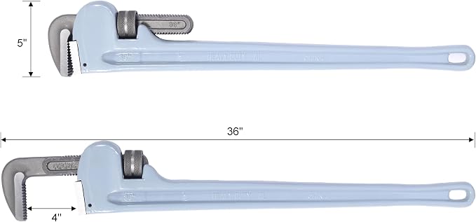 Pipe Wrench 36 Inch, Rigid Pipe Wrench Sets Aluminum Adjustable | Professional Heavy Duty Hangable Design for Plumbing, Home, Vehicle Repair (36'' Pipe Wrench)