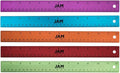 JAM PAPER Strong Aluminum Rulers - 12 Inch - Metal Rulers with Non-Skid Cork Backing - Rainbow Assortment - 5/Pack