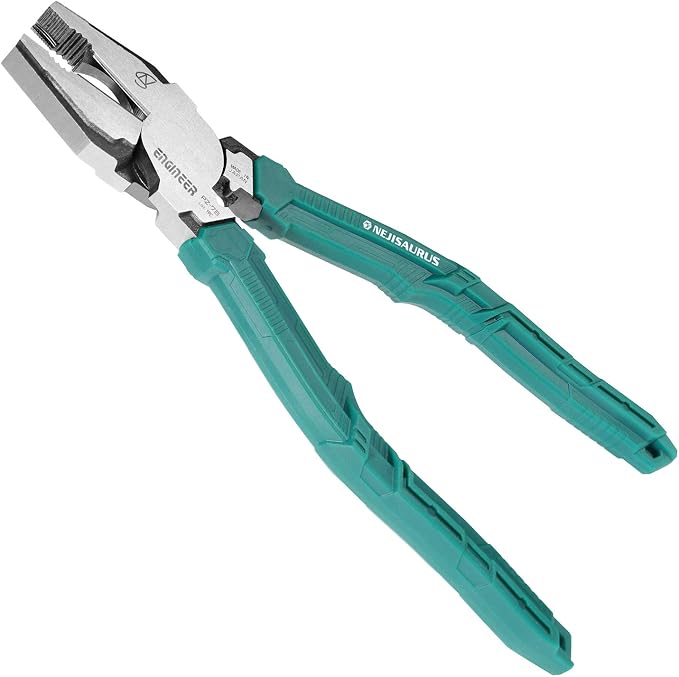 Engineer PZ-78 Side Cutting Linemans Pliers with Unique Screw Extractor Gripping Jaws, High Leverage Design, Vertical Serrations to remove a screw head securly, Crimper for Bare Terminals