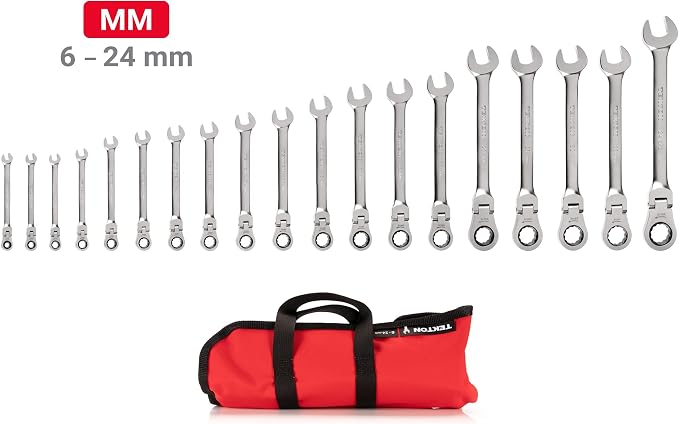 TEKTON Flex Head Ratcheting Combination Wrench Set, 19-Piece | WRC95403