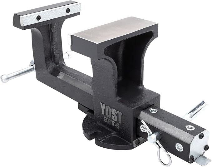 Yost Vise RHV-6 6-Inch Truck Trailer Receiver Vise | Heavy Duty Portable Work Vise | 5.9" Jaw Width, 5.81" Max Jaw Opening, 4.96" Throat | Fits Standard 2" Hitch with Hitch Pin Included