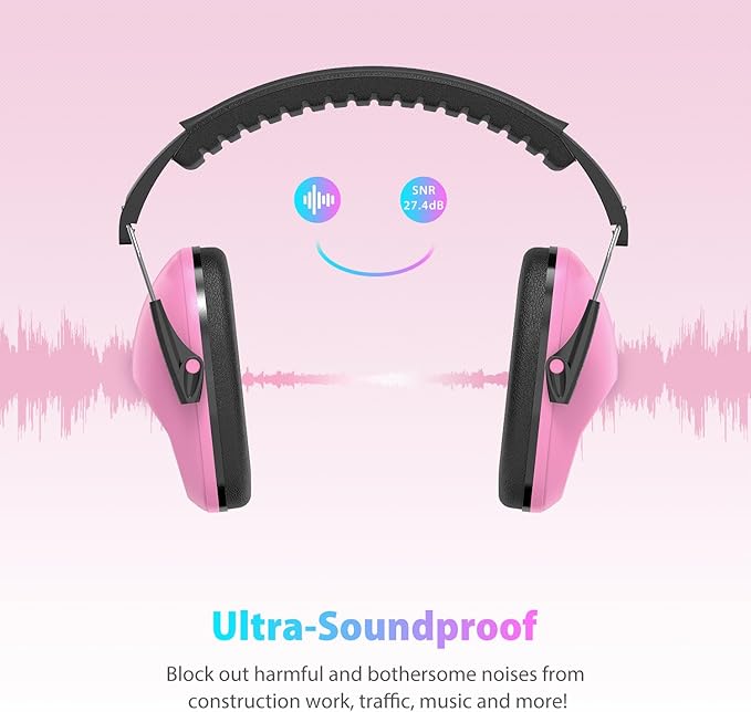 Dr.meter Noise Cancelling Headphones for Kids: SNR27.4 Kids Ear Protection Earmuffs with Adjustable Headband, Ear Muffs for Noise Reduction in Monster Jam, Concert, Firework, Mowing, Autism Sensory