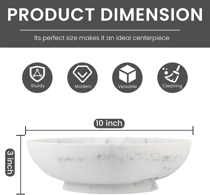 L'ARL GMVOI Large Decorative Bowl,Modern Fruit Bowl for Kitchen Counter,Handicraft Decorative Bowls for Home Decor,Stylish Key Bowl for Entry Table,Artificial White Marble