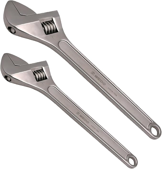 WEDO 2PCS Adjustable Wrench Set 8",10",Stainless Steel | Wide Jaw Spanner,Professional Spanner,Precision Jaws,Corrosion Resistant,For Automotive,Home and Plumbing Repairs