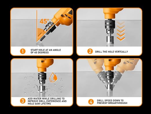 KATA Diamond Hole Saw Kit: 10PCS Diamond Tile Drill Bits for Glass Bottles - Hole Saw Set Holesaw Kit 1/4" to 1-1/5" (6-28mm) - Drilling Holes Cutting for Ceramic, Bottles, Pots, Marble, Granite Stone