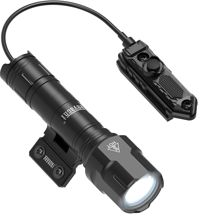 Feyachi Rifle Light 1200LM 22500Candela WL25 Tactical AR Flashlight LED Outdoor Light with Pressure Switch & Picatinny Rail Mount, 3 Modes - High/Low/Strobe (Mlok-Black)