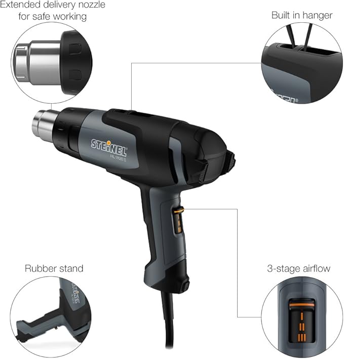 Steinel HL 1820 S General Purpose Kit - incl. heat tool with 1400 Watts, adjustable temperature & airflow, hot air blower set for stripping paint, soldering pipes, shaping plastics