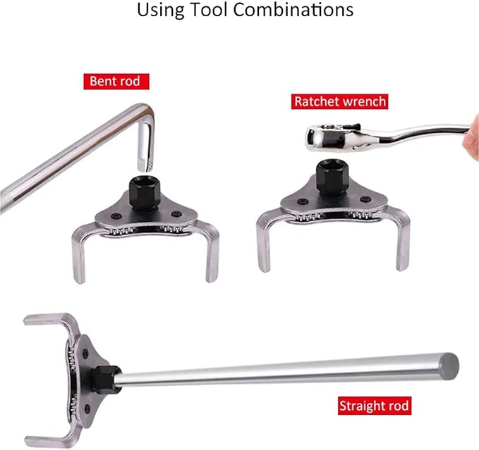 Oil Filter Wrench 4pcs Universal Adjustable Oil Filter Wrench - 3-Jaw Install/Removal Tool
