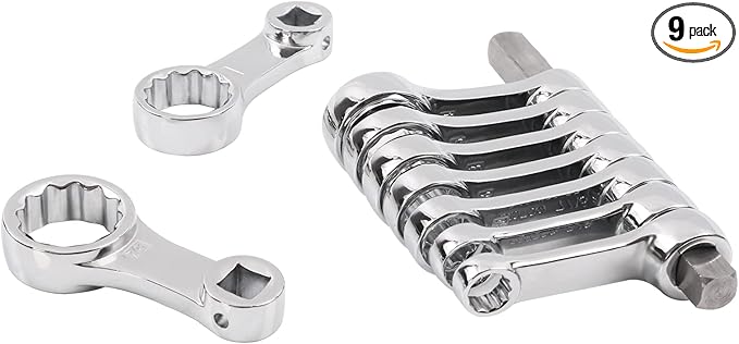 DISEN 9PCS SAE Torque Adapter 3/8" Drive 12 Point 3/8"-11/16" Durable | Chrome vanadium steel | 3/8" square drive | 12 point design | SAE 3/8-7/8" | Durable construction | For car, truck repair