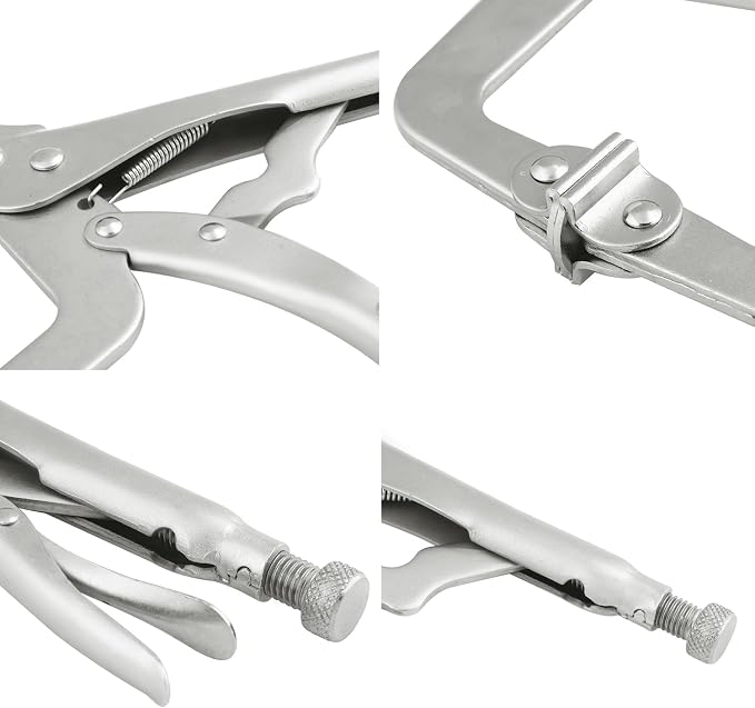 4 Pack 14 Inch C Clamp Locking Pliers,Locking C Clamp, Adjustable Nickel Plated C Pliers For Wood Working, Welding, Electrician Maintenance and more, by GENHAKON