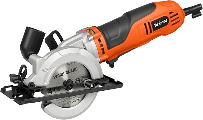 Yunirvana 710W Corded Mini Circular Saw, 5200RPM Electric Circular Saw, Parallel Guide, Compact Saw with 2Pcs Blades(24T Wood Blade and 60T Metal Blade), for Wood, Metal, Plastic, Home Renovation