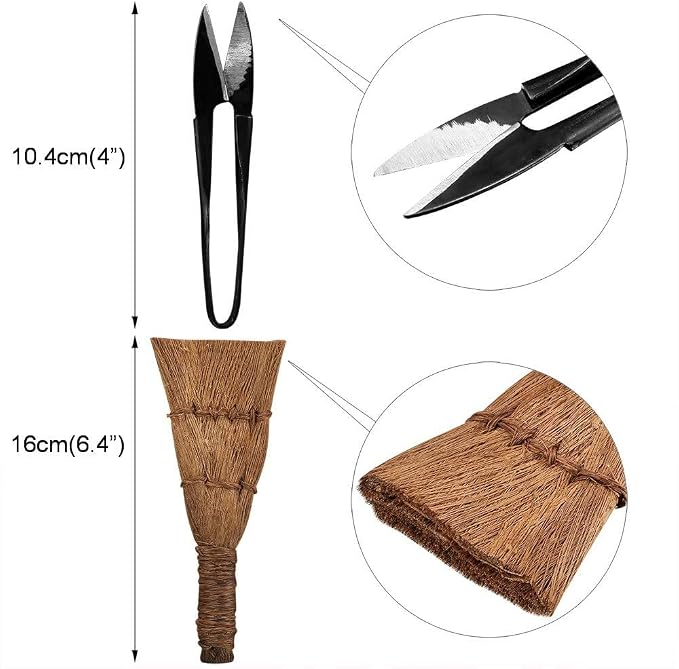 Gardening Tools，10PCS Bonsai Tool Kit ，Hand Made Set Carbon Steel Shear Cutter Scissor Wire Plant Gardening Nylon Case