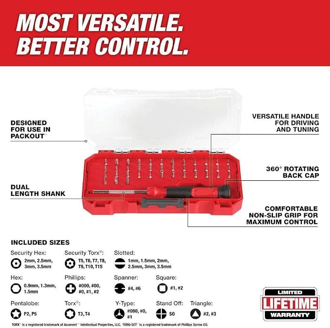 Fit for Milwaukee 48-22-2935 39-in-1 Precision Multi-Bit Screwdriver Set, Red