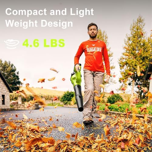 Leaf Blower Cordless with 2 Battery and Charger, Electric Powerful Blower