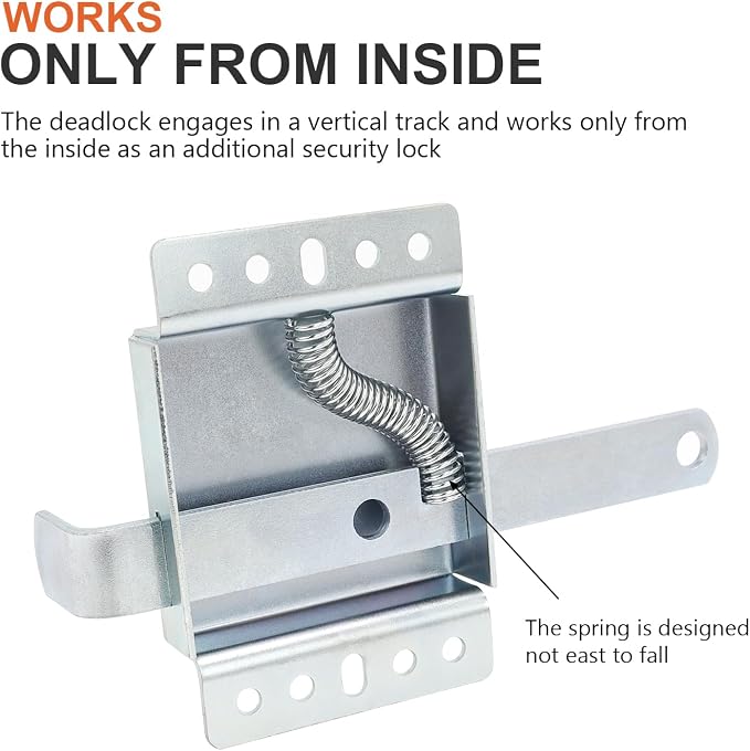 Garage Door Side Lock, Galvanized Steel Inside Deadlock for Vertical Track, Heavy Duty Security Slide Latch Replacement for Home & Warehouse Protection, Fits Most Residential Doors-1-Pack