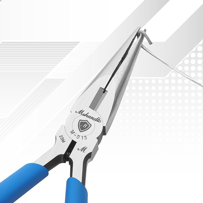 Needle Nose Pliers, mshandto Long Nose Pliers for Wire Bending, High Carbon Steel Needle Nose Plier, Serrated Jaw Pliers for Jewelry Making Electronics Repair Object Grasping Craft Making