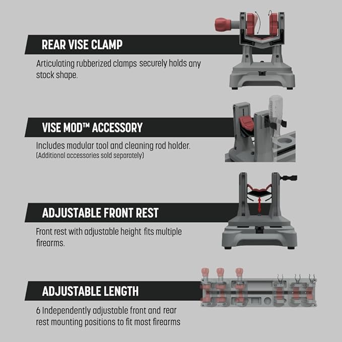 Tipton Gun Vise Gen 2 with 6 Mounting Positions, Adjustable Height, Universal Rubber Gun Clamp, for Gun Maintenance, Cleaning, and Gunsmithing