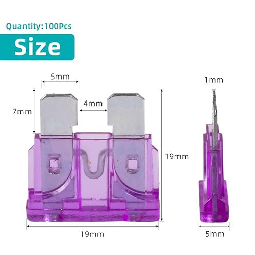 100Pcs Car Fuses 35 Amp, 35A Fuse Stanbdard Blade for Automotive, Truck, Boat, Motorcycle