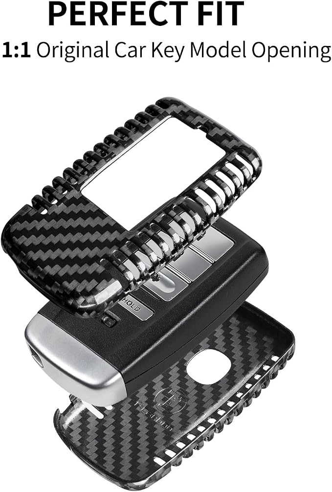 T-carbon Key Fob Cover Fits Acura 2022 MDX, Real Carbon Fiber Key Fob Case Compatible with Acura 2023 RDX MDX RLX NSX ILX TLX TLX-L CDX Smart Remote Accessories Key Shell Protector Black